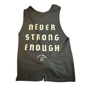 Live Large LVLG Never Strong Enough Graphic Muscle Tank Top Black Women Small